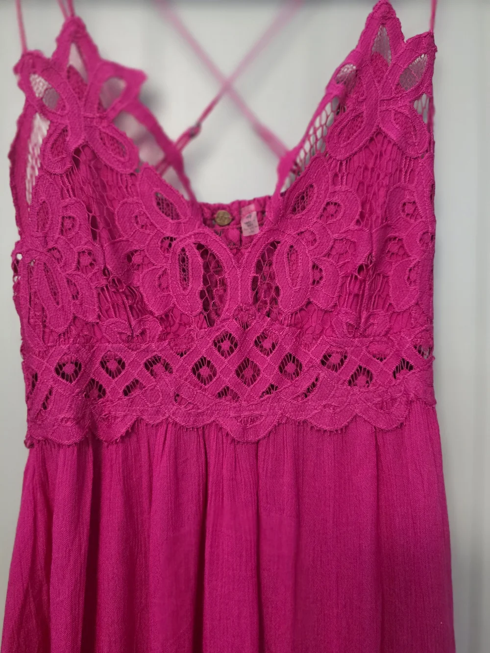 Free People  Pink Lace-Top Mini Dress